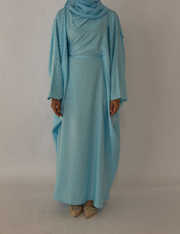 Almaz Butterfly Abaya - Baby Blue