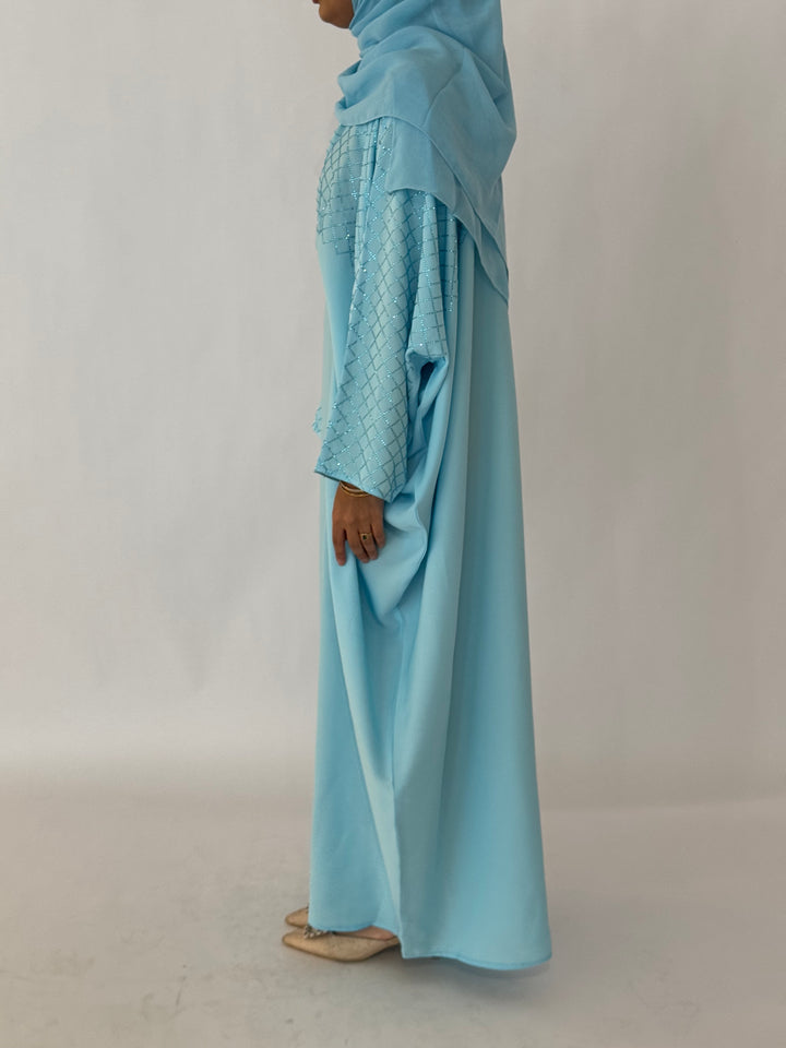 Almaz Butterfly Abaya - Baby Blue