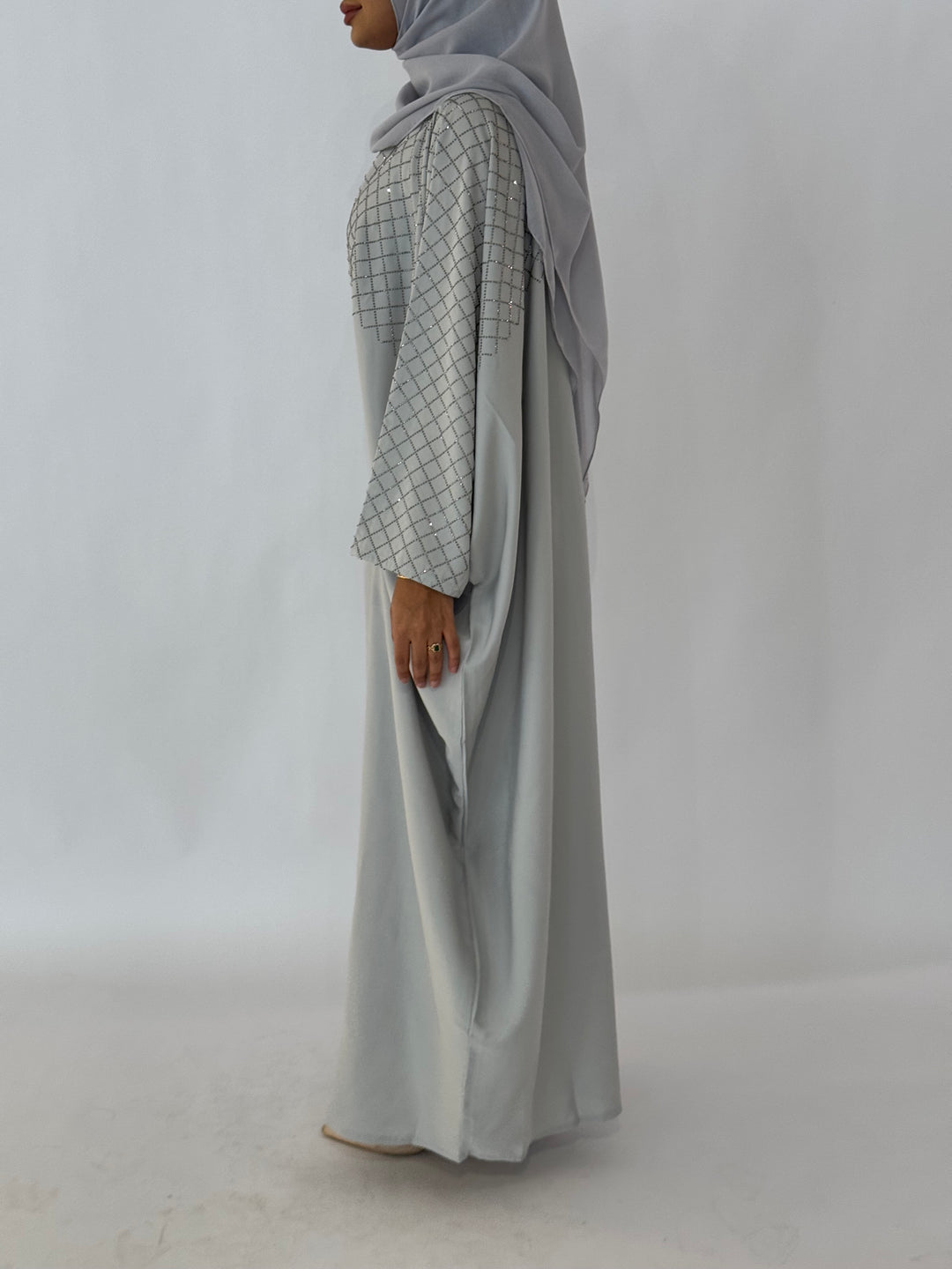 Almaz Butterfly Abaya - Silver