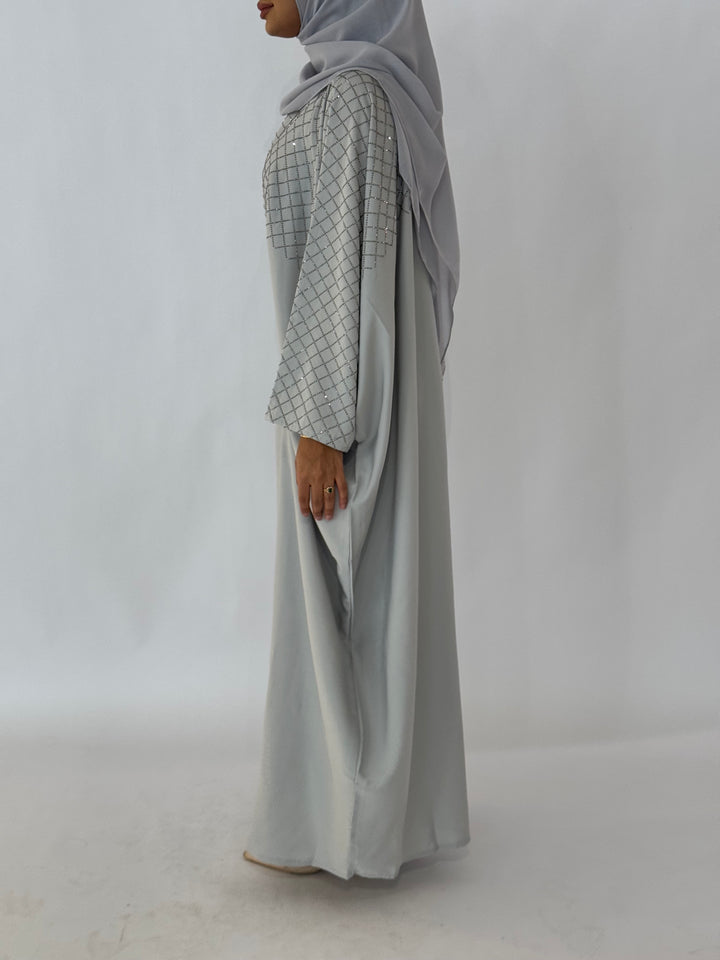 Almaz Butterfly Abaya - Silver