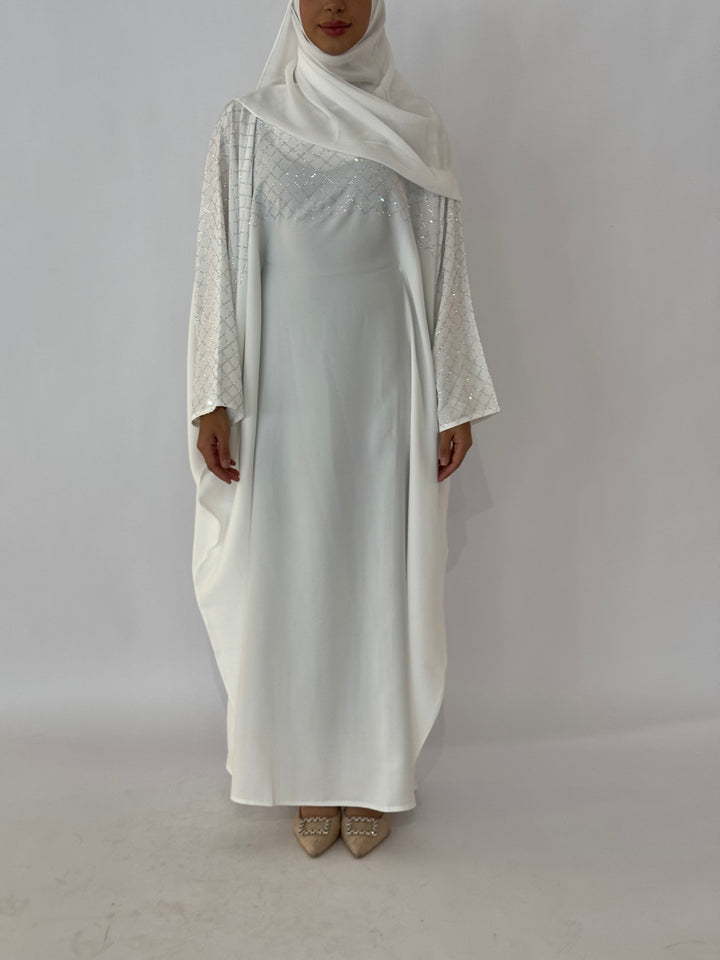 Almaz Butterfly Abaya - White