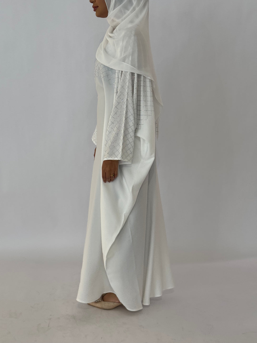 Almaz Butterfly Abaya - White