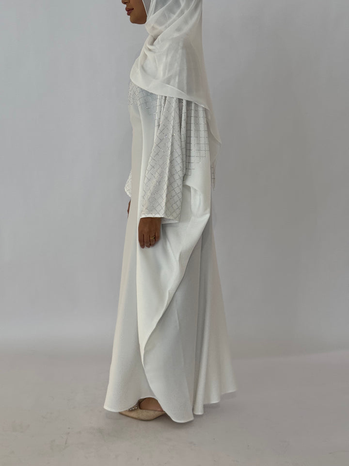 Almaz Butterfly Abaya - White
