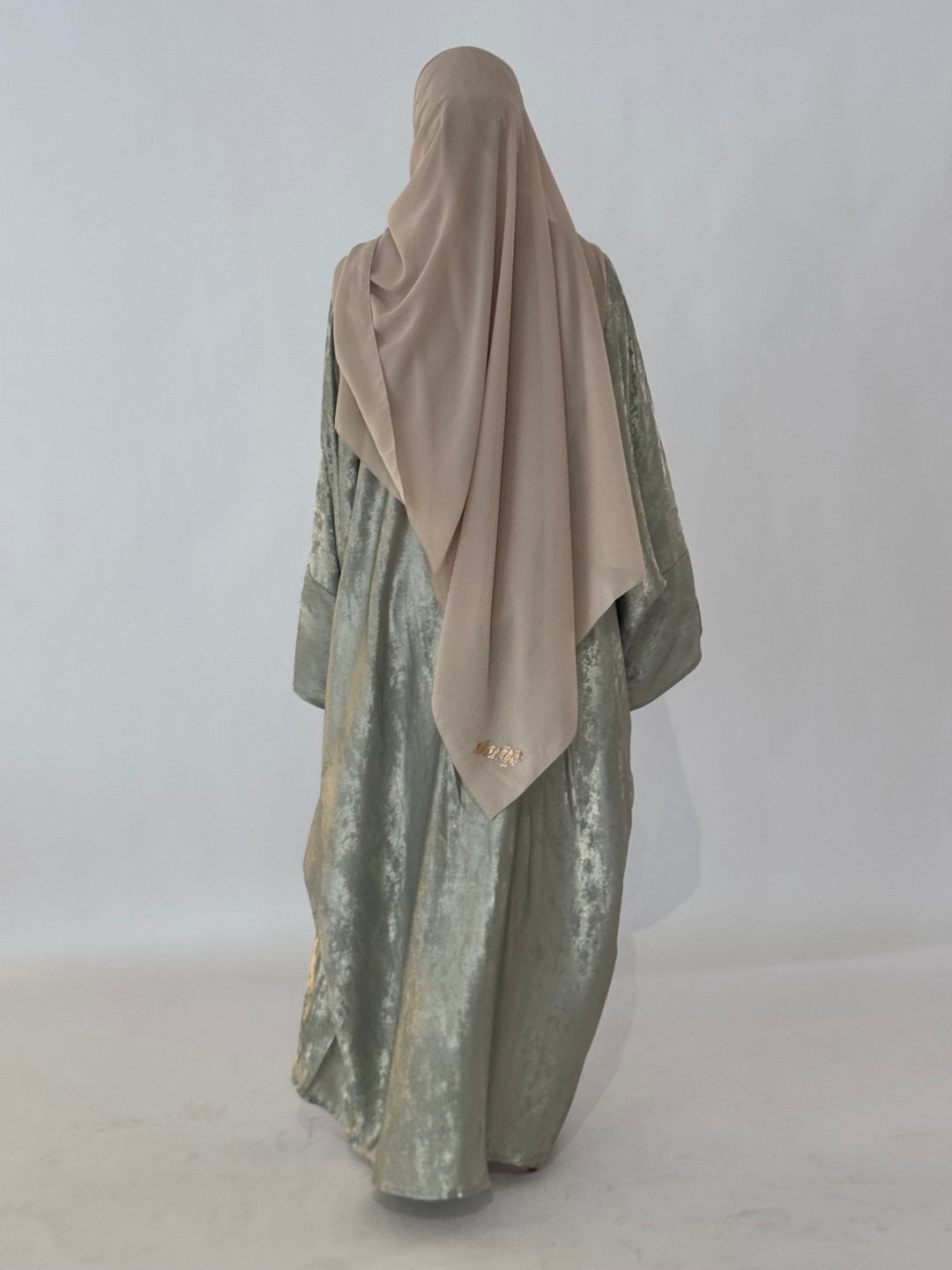 Emara Metallic Butterfly Abaya - Sage