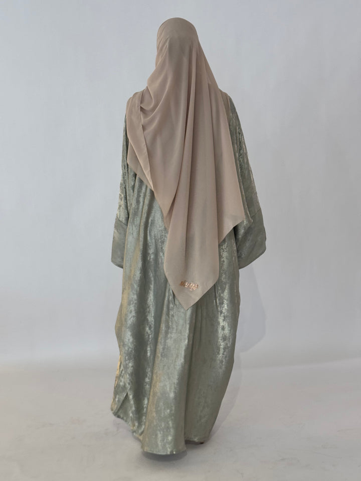 Emara Metallic Butterfly Abaya - Sage