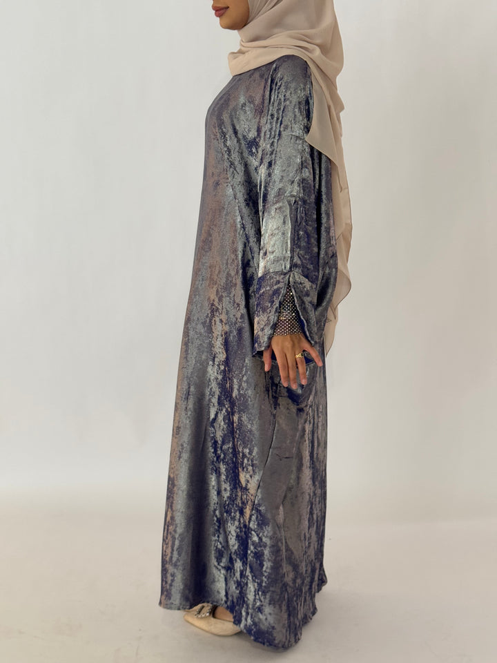 Emara Metallic Butterfly Abaya - Midnight