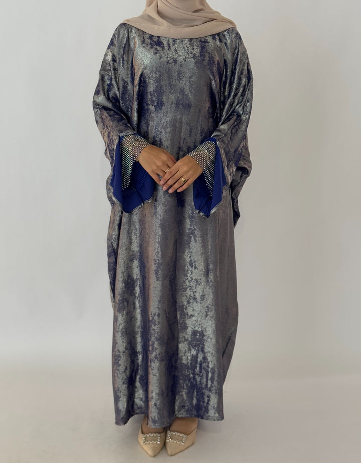 Emara Metallic Butterfly Abaya - Midnight