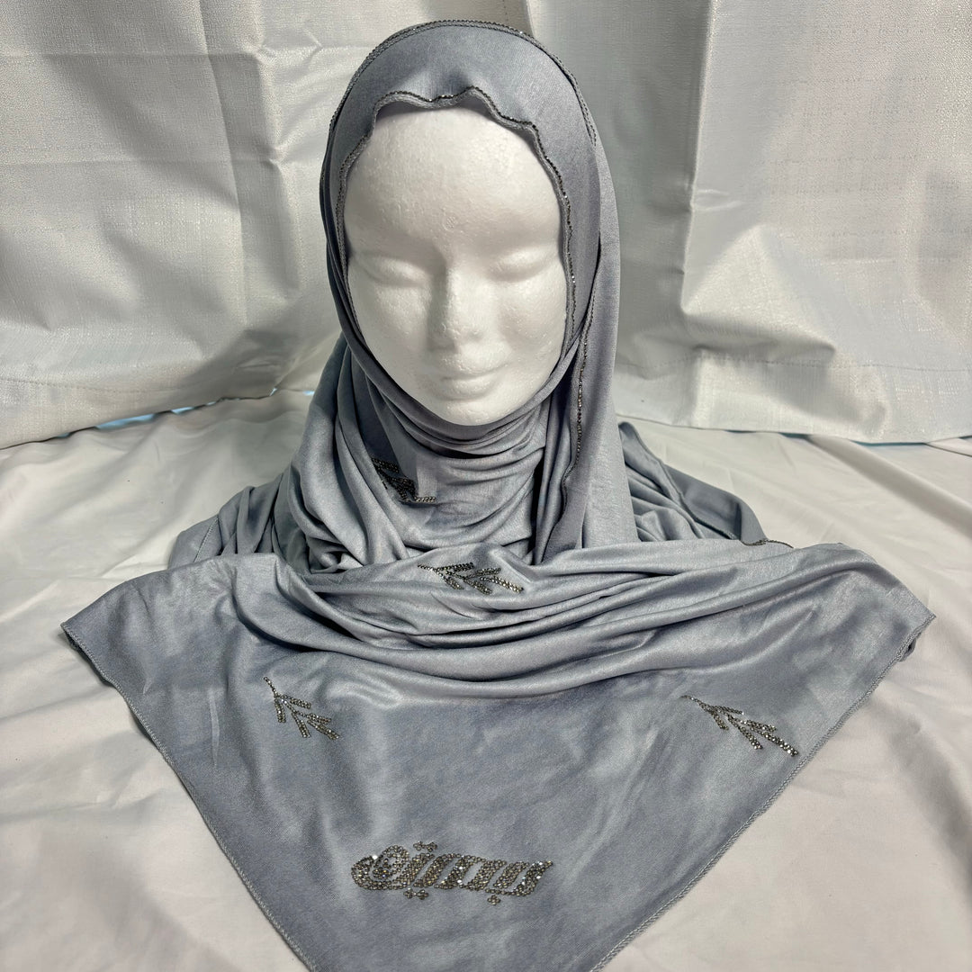 Signature Flower Jersey Scarf - Sky Blue