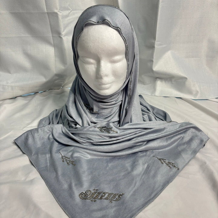 Signature Flower Jersey Scarf - Sky Blue