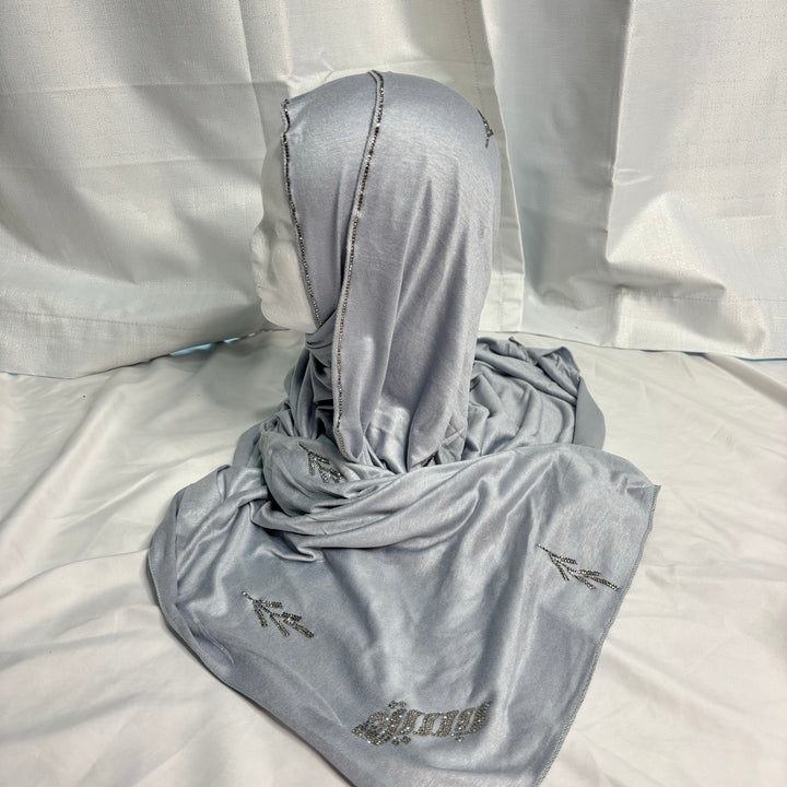 Signature Flower Jersey Scarf - Sky Blue