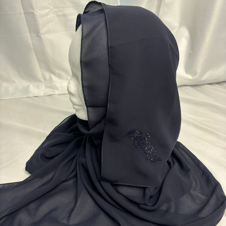 Signature Chiffon Scarf - Navy