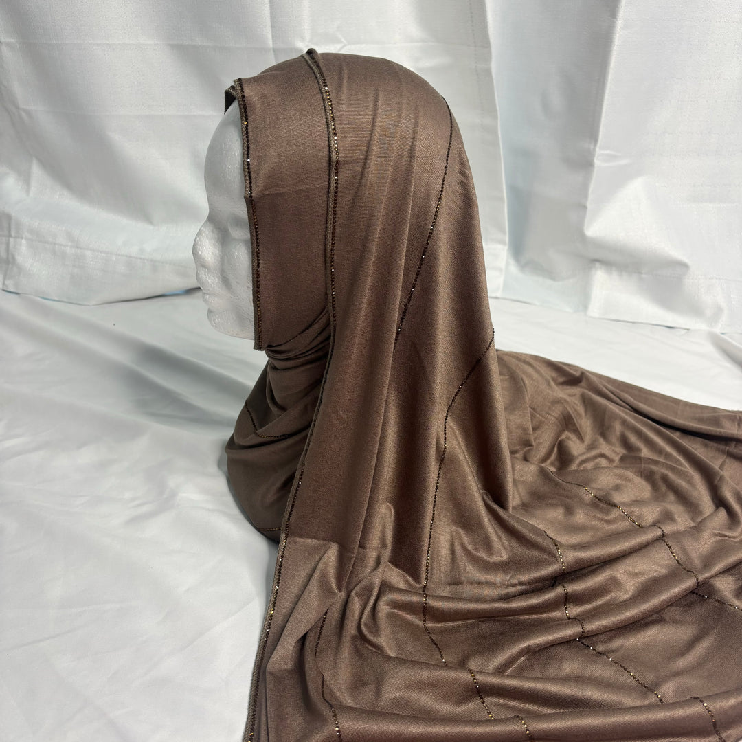 Signature Stripe Jersey Scarf - Light Brown