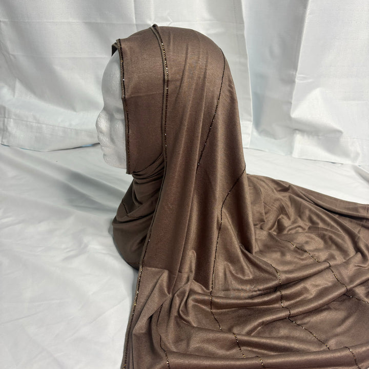 Signature Stripe Jersey Scarf - Light Brown