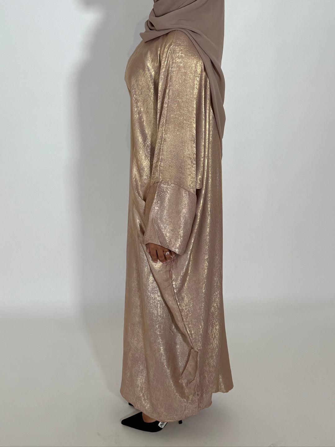 Emara Metallic Butterfly Abaya - Gold
