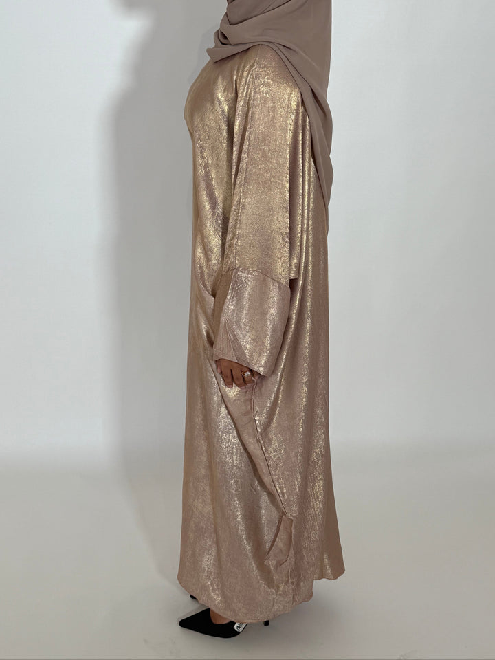Emara Metallic Butterfly Abaya - Gold