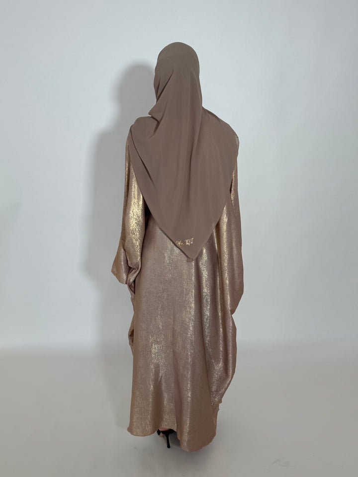 Emara Metallic Butterfly Abaya - Gold