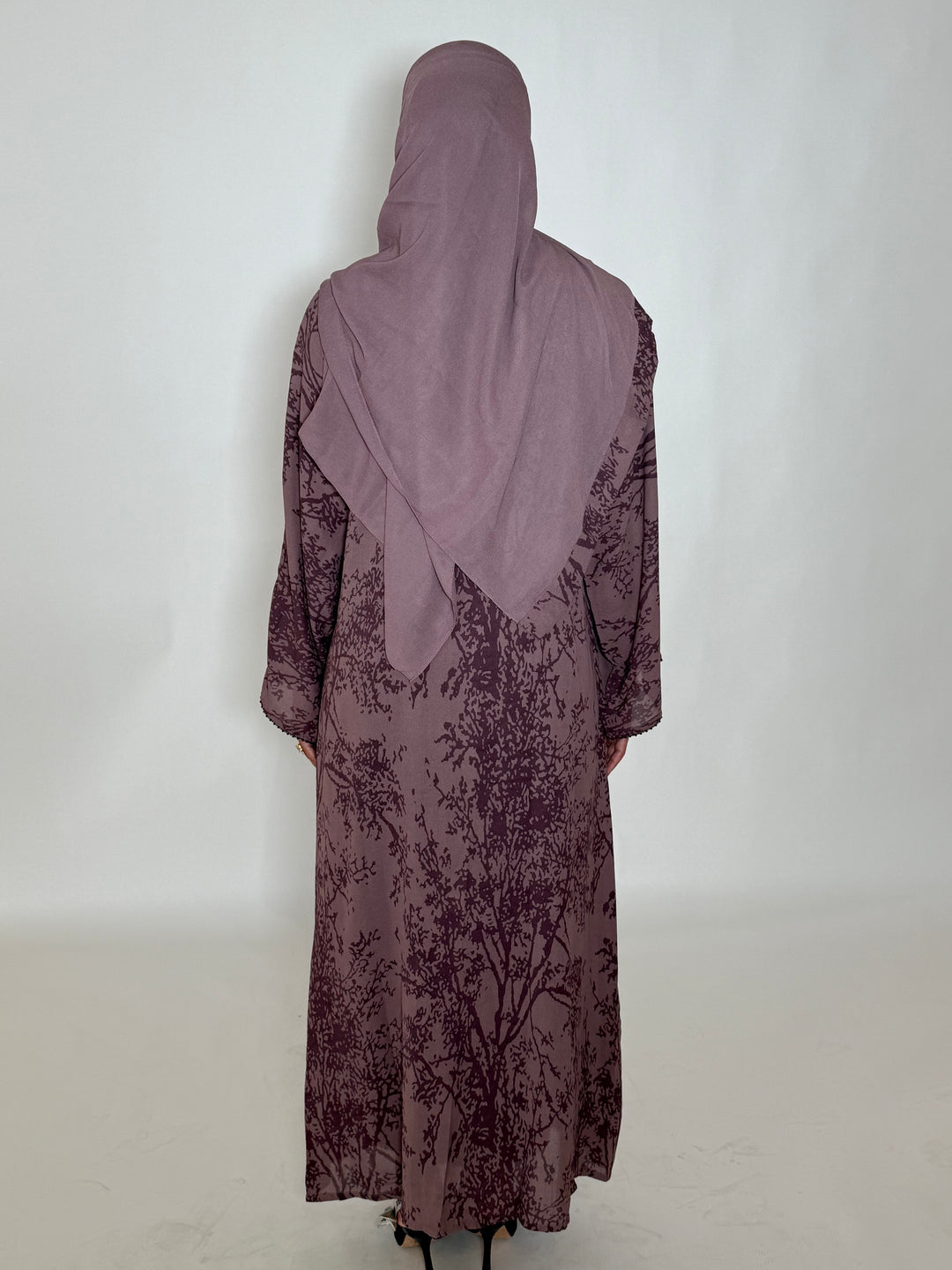 Gamila Printed Abaya - Purple