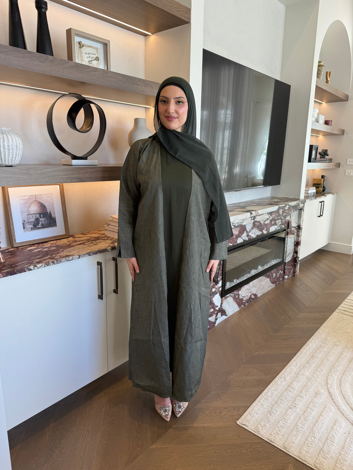 Hayat Marble Abaya - Khaki