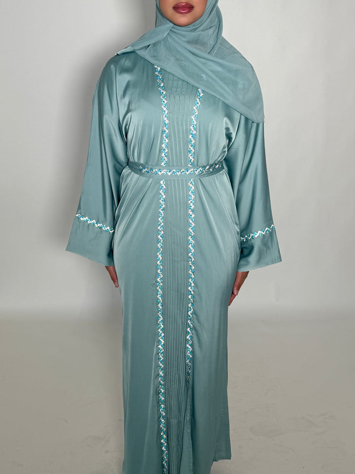Lujain Diamond Abaya - Aquamarine