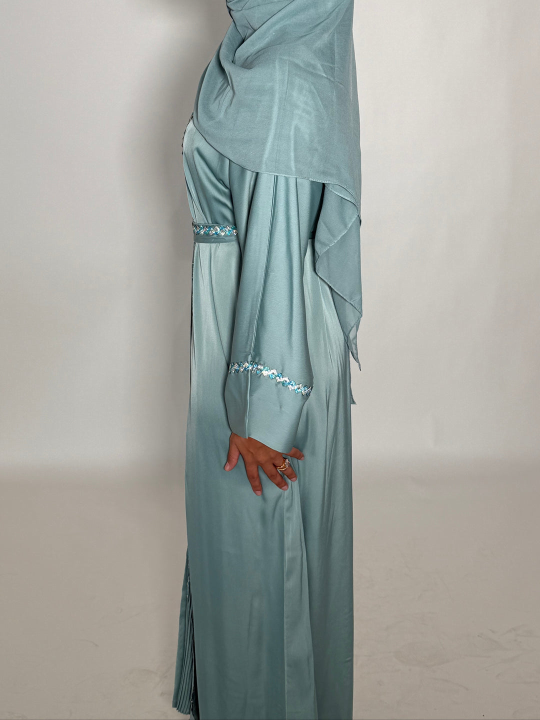 Lujain Diamond Abaya - Aquamarine
